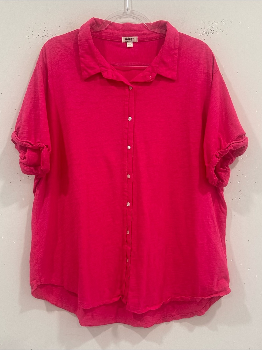 Sundance Catalog Dylan Women’s Michaela Pink Short Sleeve Cotton Shirt XXL - Picture 2 of 8
